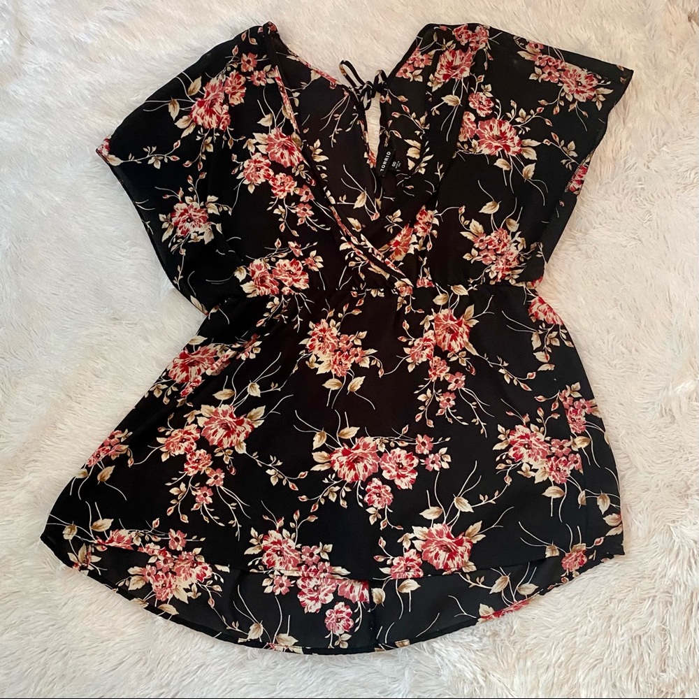 T O R R I D Chiffon Wrap Black Floral Kimono Top - image 5